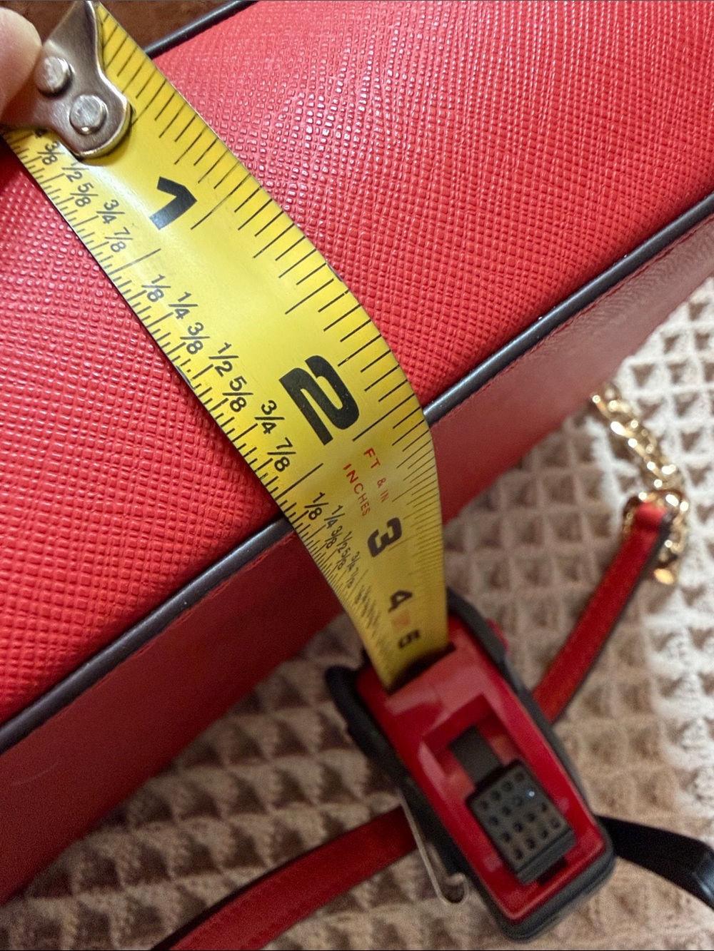 Michael Kors Red Saffiano Leather Crossbody Bag Gold Hardware MK PURSE - Picture 12 of 14